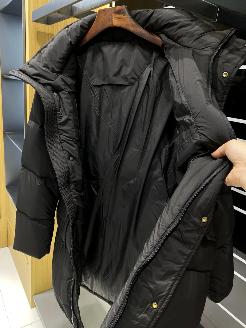 高断熱ホワイトデュダウンパファージャケットメンズ暖かいミッドレングスのフード付きアウターウェアファイオンアーバンカジュアルスレ