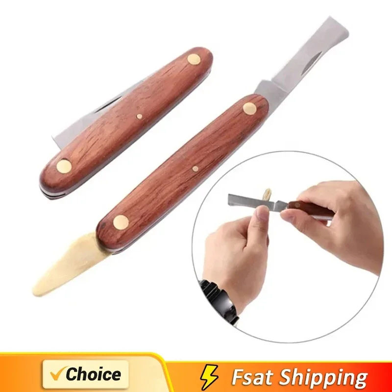 Grafting Tools Foldable Grafting Pruning Knife Professional Garden Grafting Cutter Stainless Steel Wooden Handle Knife