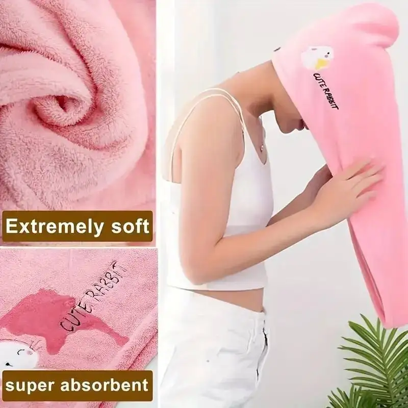 1pcs Quickly Dry Hair Hat Absorbent Soft Bathroom Scarf Women Head Towels Girls Cute Hair Towel Hair Dry Wrap Bonnets Shower Cap