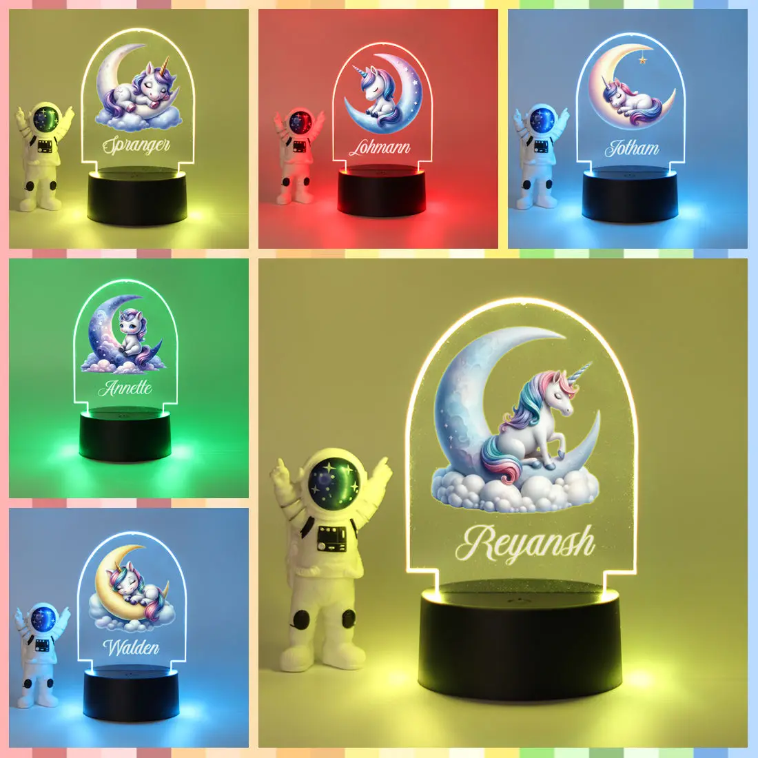 1pc Personalize Custom Unicorn DIY Bedroom Night Lights For Bedroom Night Lights 3D Touch LED Night Light 3D Visual Lamp