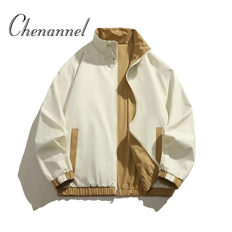 

Double sided casual jackets men's spring and autumn jackets, stand up collar tops and men's windbreaker trends