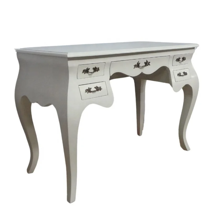 Antique Desk Classic White Painted Secretary Table Simple Design of Wooden Writing Table Made for French Style Office Furniture