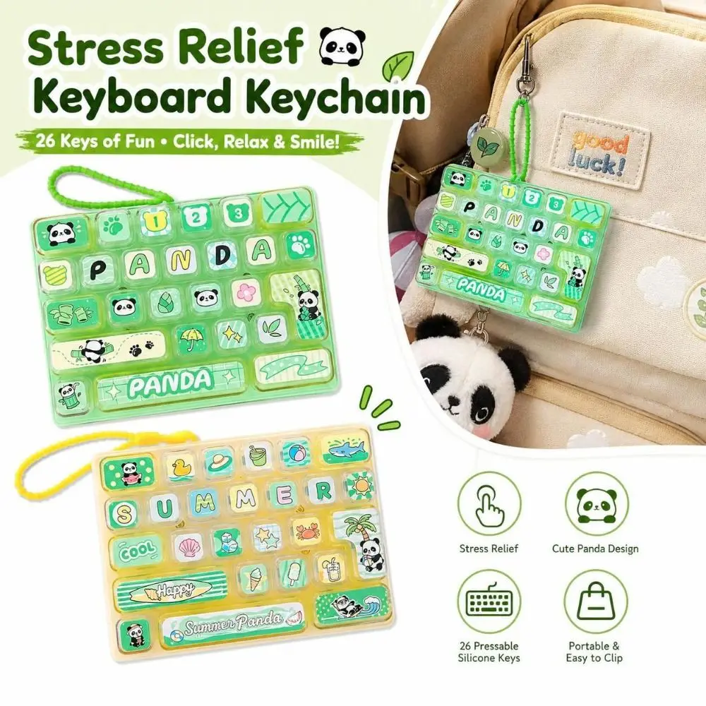 26-Key Fidget Keyboard Keychain Keycap Clicker Decompression Button Stress Relief Fidget Toy Hand Relax Mechanical Keyboard Toy