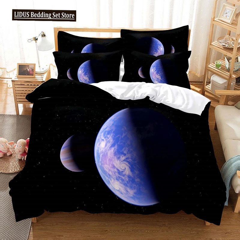 

Planet Bedding Earth Duvet Cover Set 3D Digital Printing Bed Linen Fashion Polyester Comforter Cover Bedding Sets King Full Size