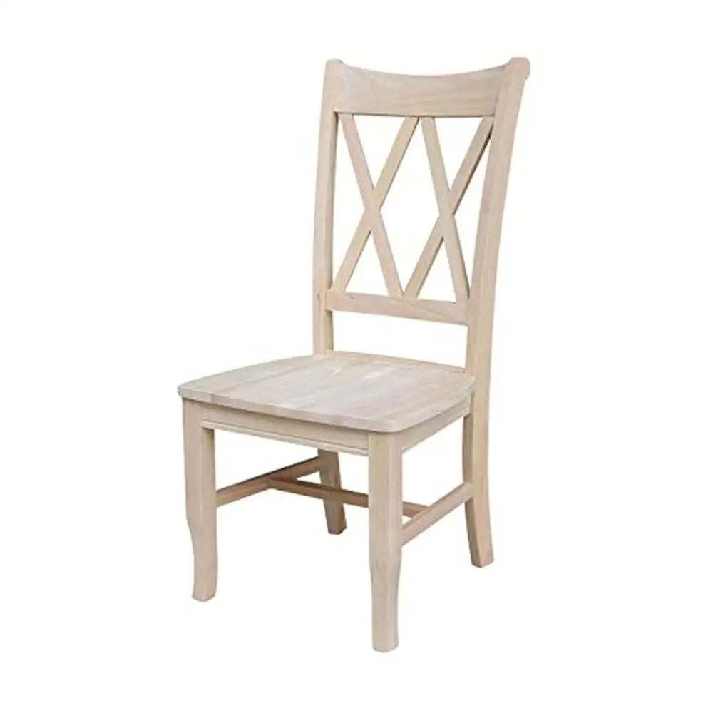 Solid Wood Double X-Back Dining Chairs Unfinished Finish 2-Pack Assembly Required 19.9