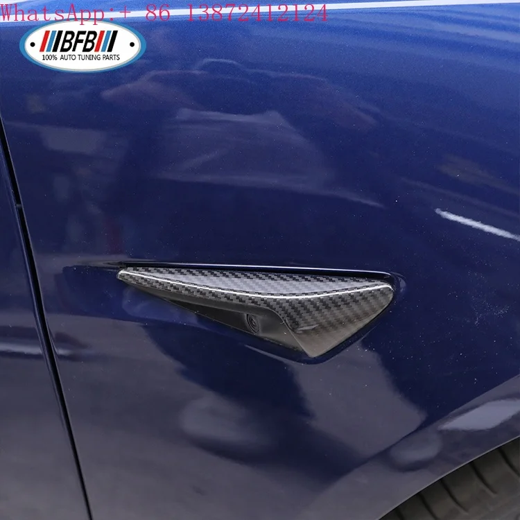 

Pair of Side Fender Camera Vent Cover Trim Real Carbon Fiber Fit for Tesla Model 3 Model Y 2020up
