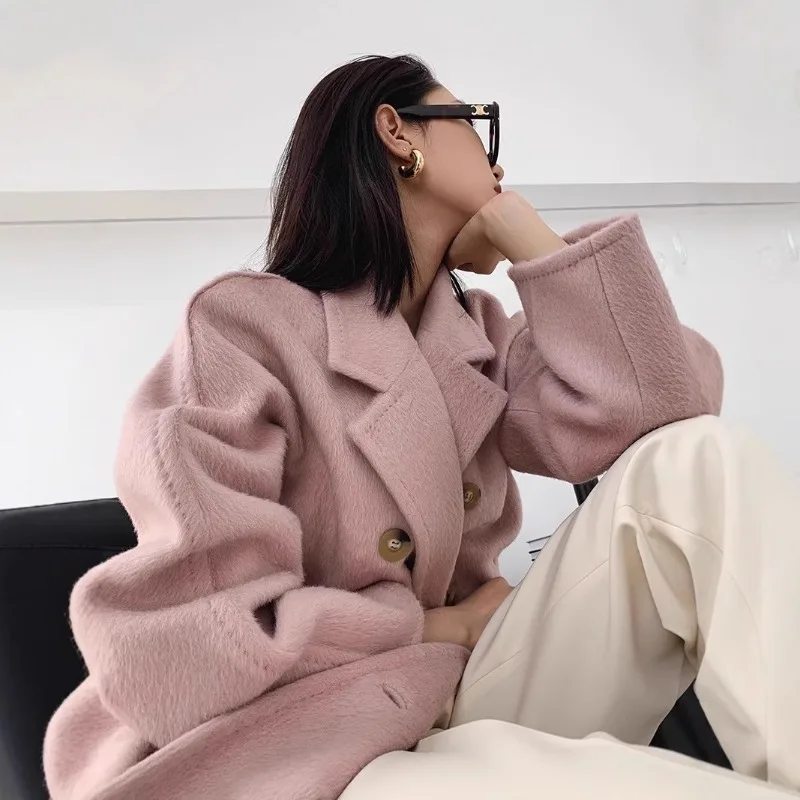 

Camel Wool Coat Home Full Wool Coat Women's Autumn Winter Long