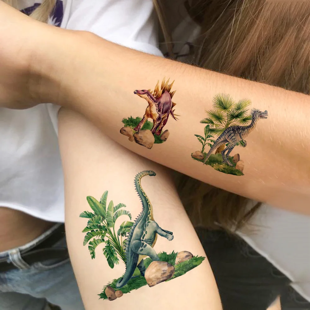 12pcs Jurassic Dinosaur Waterproof Temporary Tattoo Sticker T-Rex Velociraptor Triceratop Body Art Fake Tattoos Sleeve Women Men - view 3