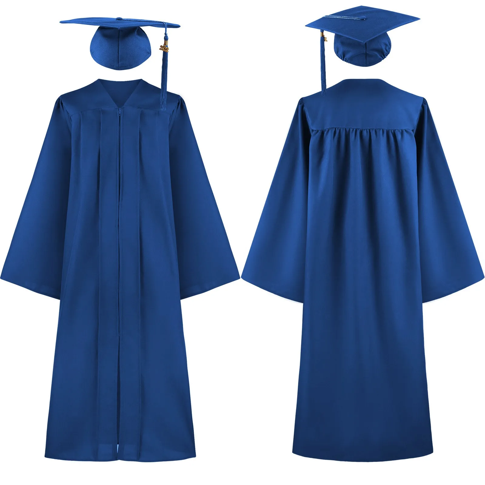 Vestido de graduación con cierre de cremallera para adulto, bata universitaria, gorra de Mortarboard, disfraz de graduación para estudiantes, 2024