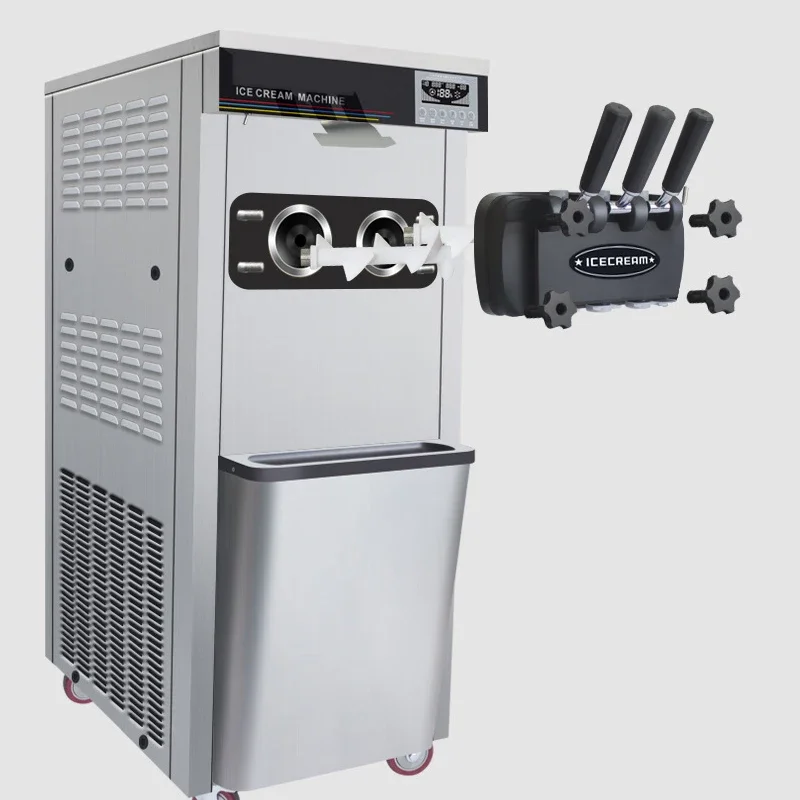 ใหม่ MK-618DB 22L สามสี Soft Ice Cream Machine ไฟฟ้าเชิงพาณิชย์ Ice Cream Machine เดสก์ท็อป Sundae Ice Cream Machine 220V