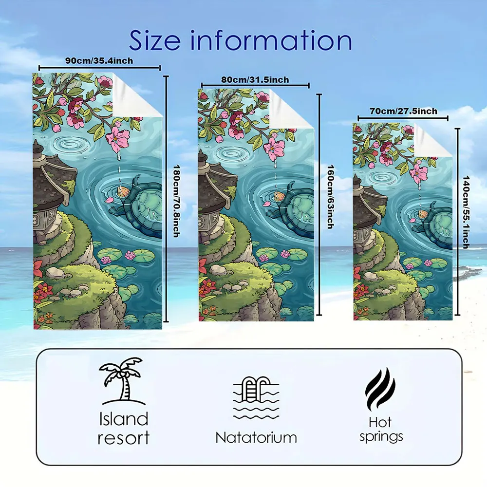 Chinese Garden Turtle Pond Quick Drying Microfiber Beach Towel Lightweight for Swimming Camping Yoga - Bath Towel