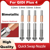 For QIDI Plus 4 Nozzle Bimetallic Ceramic Insulation Integrated QIDI Plus 4 Hardened Steel Nozzle qidi Plus 4 Nozzle 0.8 to 0.2