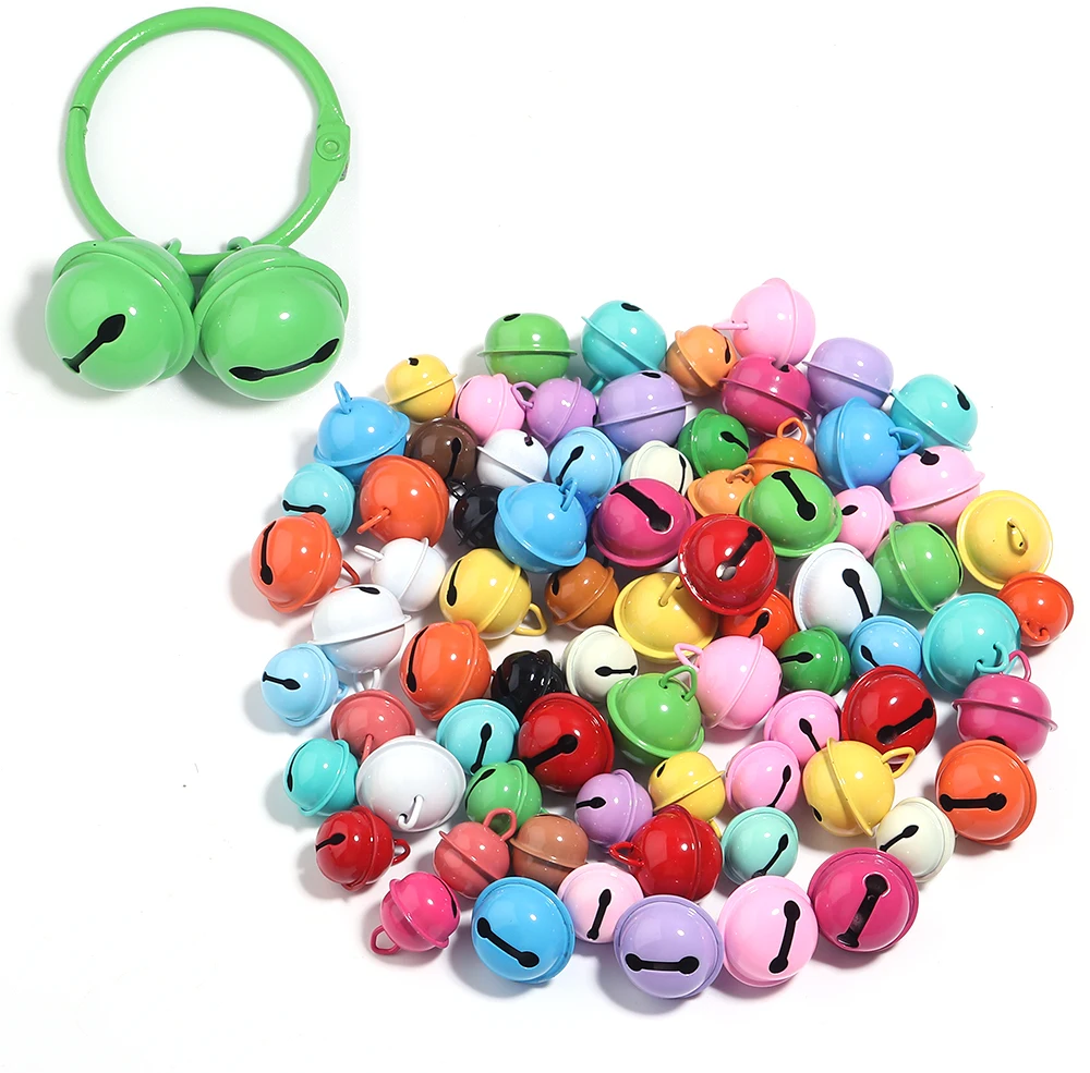 30/60pcs Colorful Jingle Bells Iron Pendant 14/17/22mm Round Small