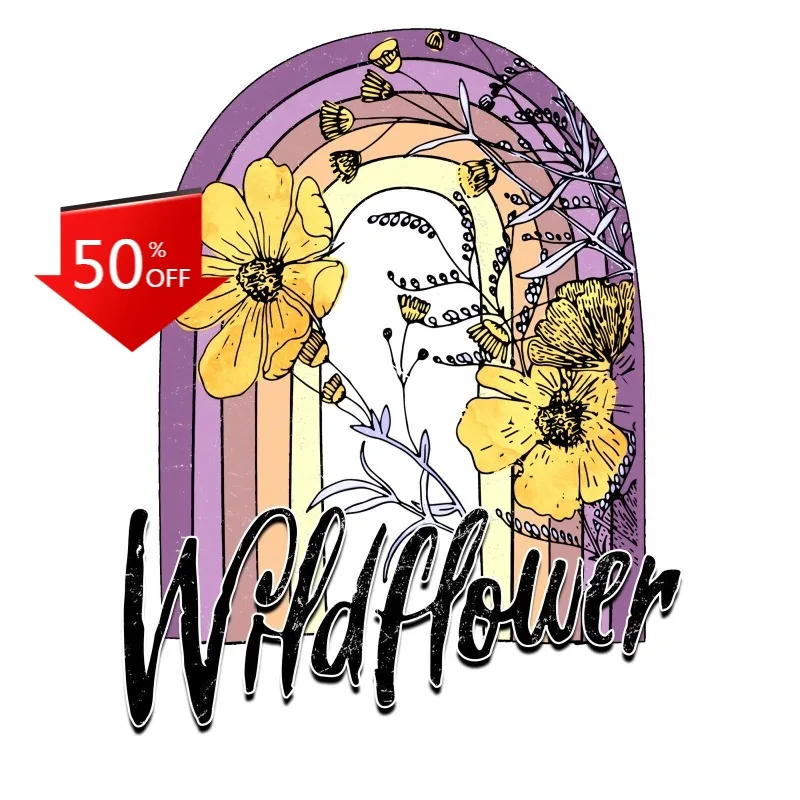 

Wildflower Sticker Purple Rainbow Yellow Flowers Nature Hippie Love Car SUV Laptop Book Fridge Guitar Motorcycle Helmet