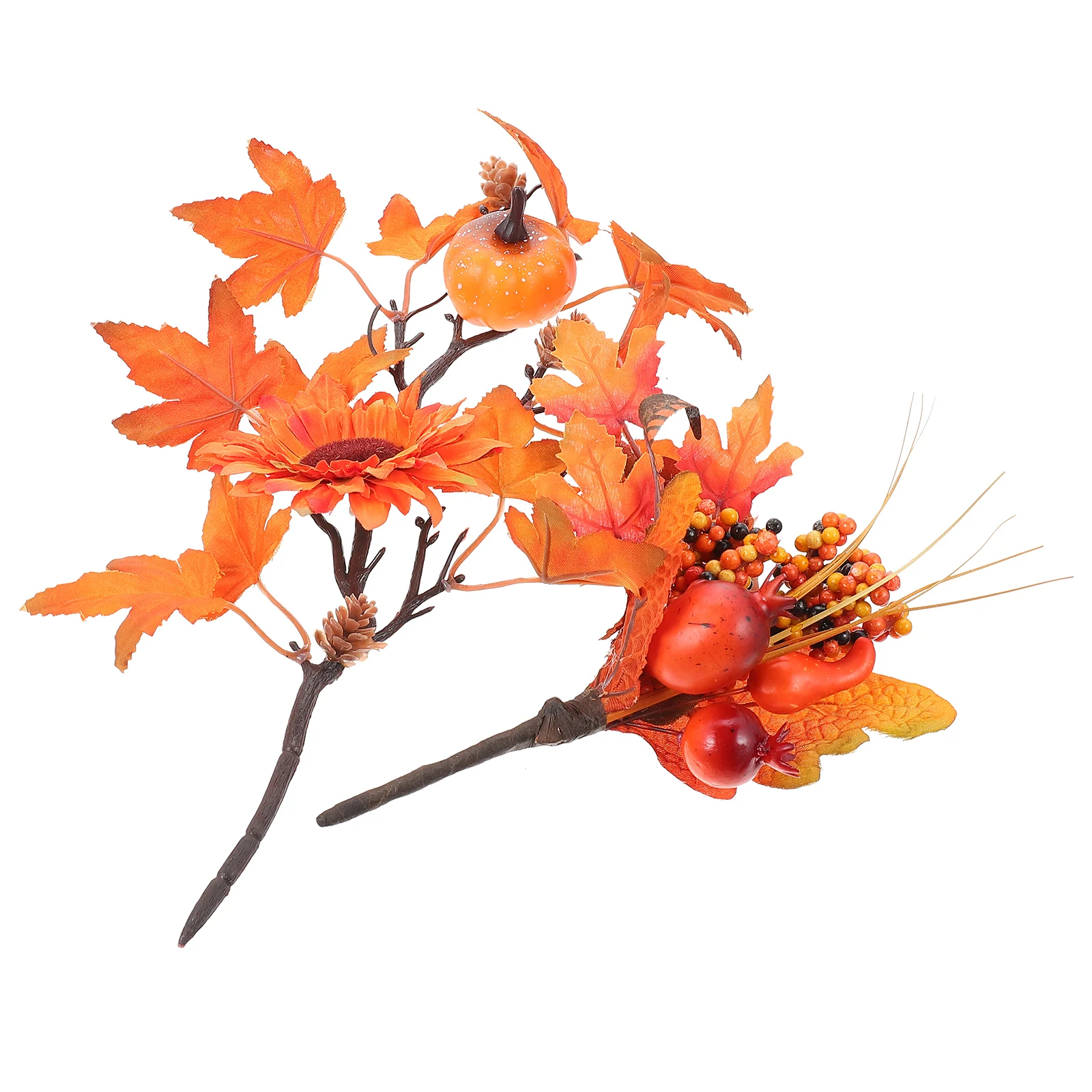 

2 Pcs Simulation Decorative Branch Set Thanksgiving Centerpieces Fall Vase Artificial Pumpkin Plastic
