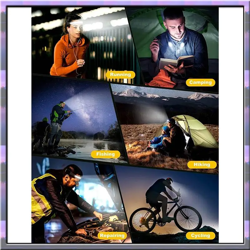 

ABJX New 2 Pack LED Head Light Lamp Super Bright 260°Wide- Waterproof Light For Camping Hiking Reading