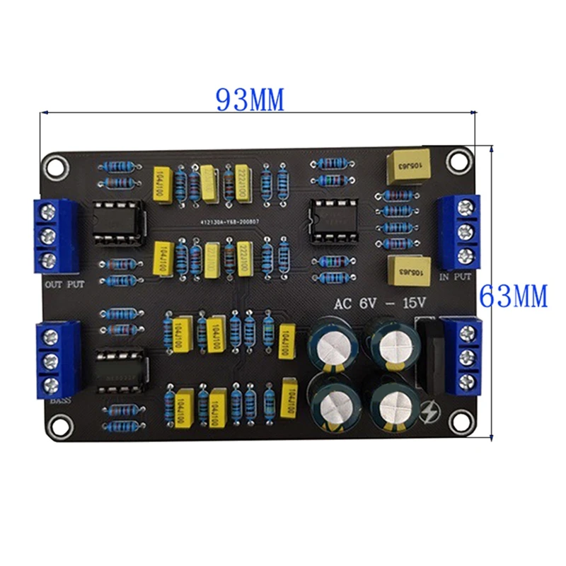 2Pcs 2 Way Active Crossover Filter Treble Bass Audio Speaker Frequency Divider With NE5532 Pre-Chip For Modified Audio