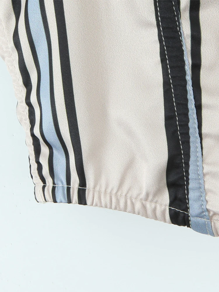 تشو ساو بيوتي 2025 المرأة موضة جديدة حلوة مخطط طباعة شيك بلا أكمام اقتصاص القمم خمر الرسن الرقبة مثير سليم بروتيل #6