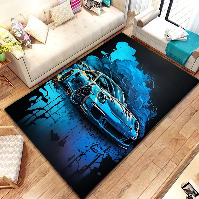 Alfombra con diseño de coche de carreras, alfombra fresca F1 para dormitorio y sala de estar, alfombrillas para el suelo de la cocina, decoración