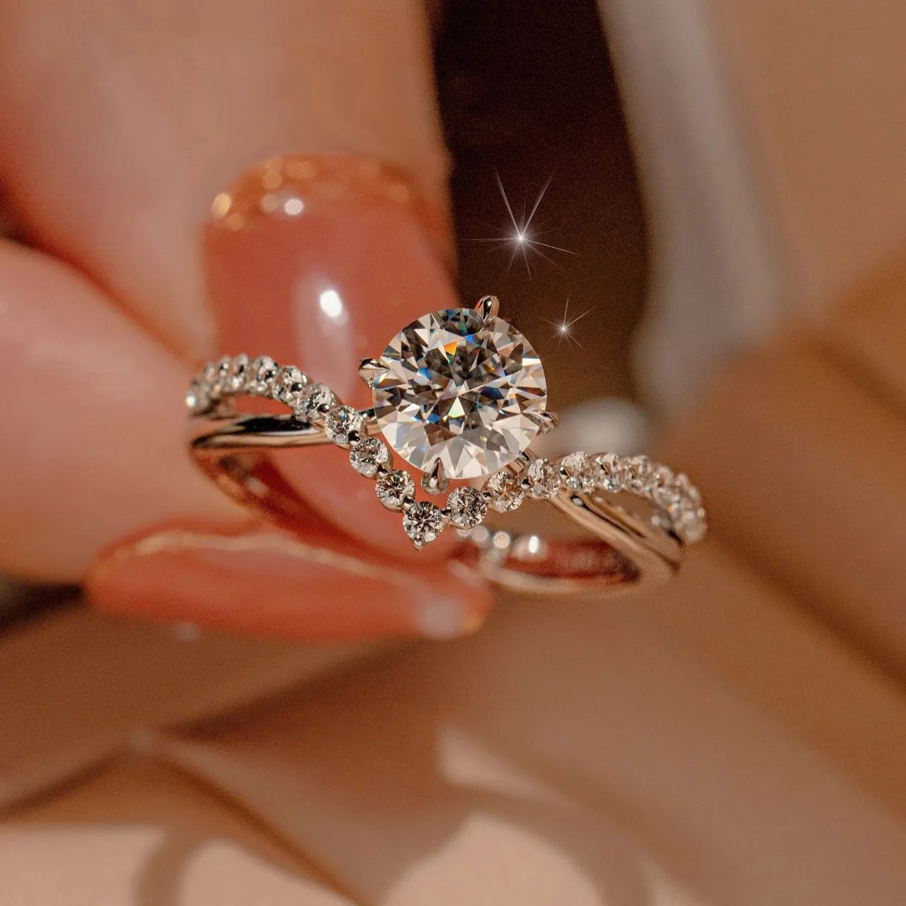 DIY accessories Live broadcast explosion 1 carat coronation crown ring for love women's light luxury high-value imitation mozzar