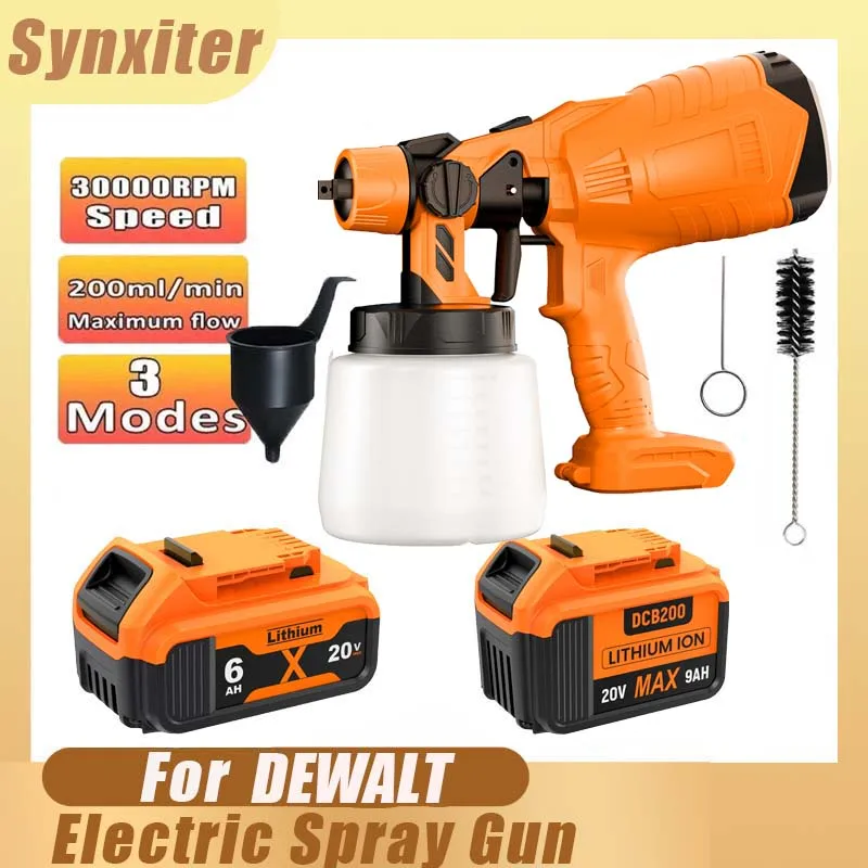 1000ML Electric Spray Gun For DEWALT 18V Battery Cordless Paint Sprayer For Car Furniture Wall Windows Painting Power Tool