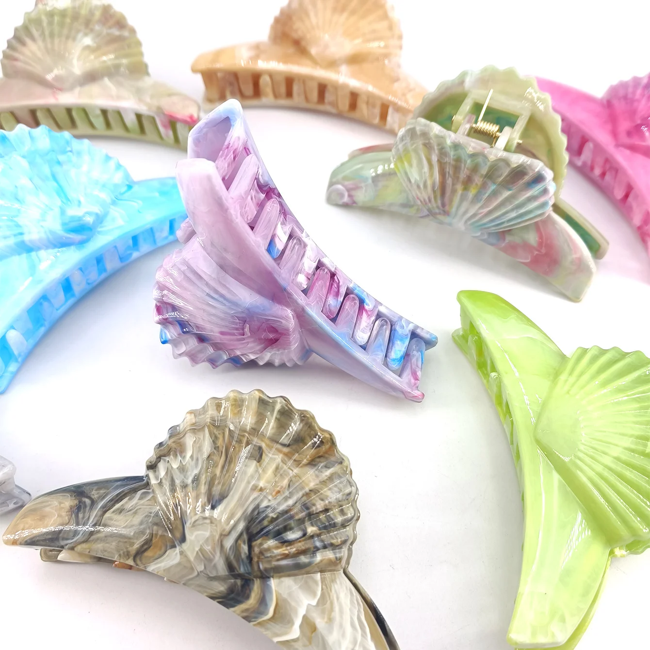 1 Uds. Clip de pelo en forma de concha, accesorio de estilismo de playa, criatura marina, garra de tiburón, Clip de cola de caballo, accesorio para el cabello