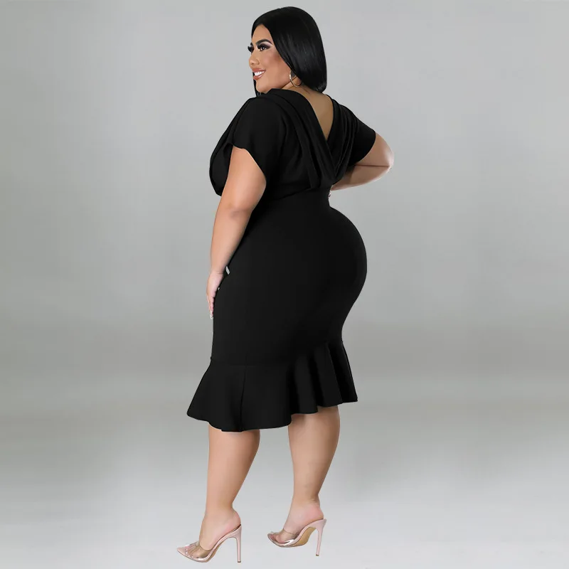Vestido de encaje sexy de talla ande para mujer, falda corta, moda otoño invierno, prenda informal e, ropa de talla ...