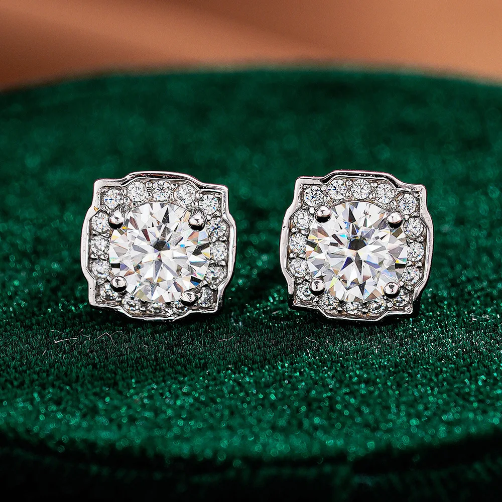

S925 Sterling Silver Moissanite Stud Earrings — Luxurious Square-Cut Moissanite Jewelry, Perfect for Everyday Wear
