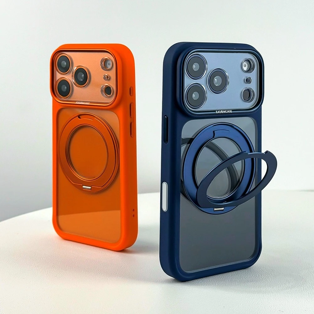 

For iPhone 17 Pro Max Case Deep Blue Clear 360 Rotating Stand Shockproof Slim Luxury Compatible with iPhone 16