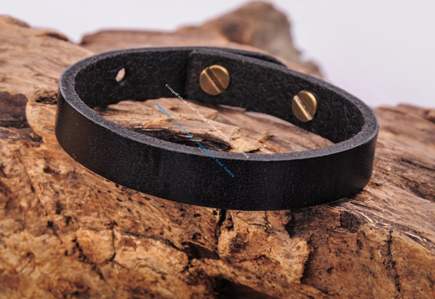 G370 Black Simply Stylish Single Band Genuine Leather Bracelet Wristband Women\'s