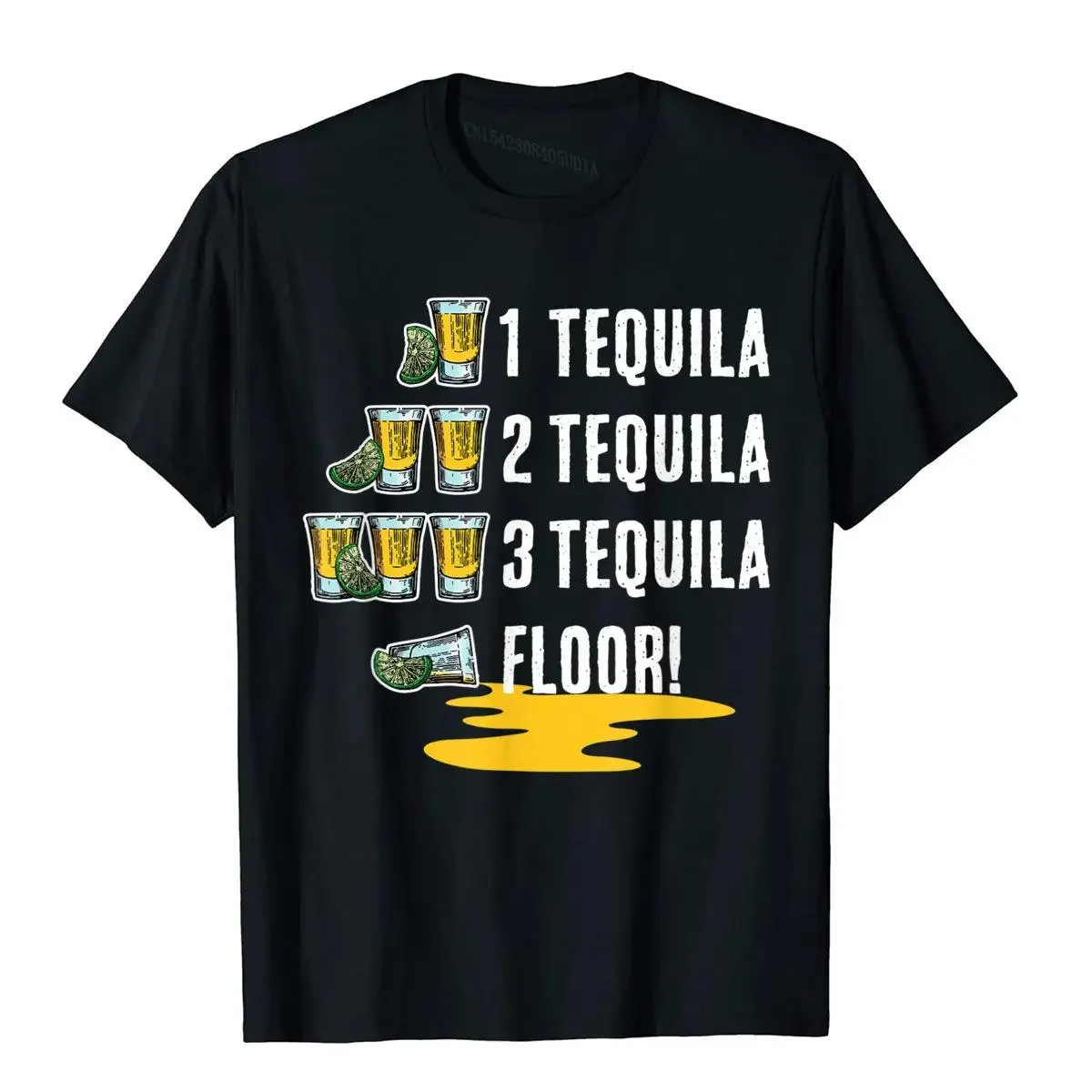 Cosie Kawaii oversized harajuku 1 Tequila 2 Tequila 3 Tequila Floor Cinco De Mayo T-Shirt Tops Family Print Cotton Men T Shirts