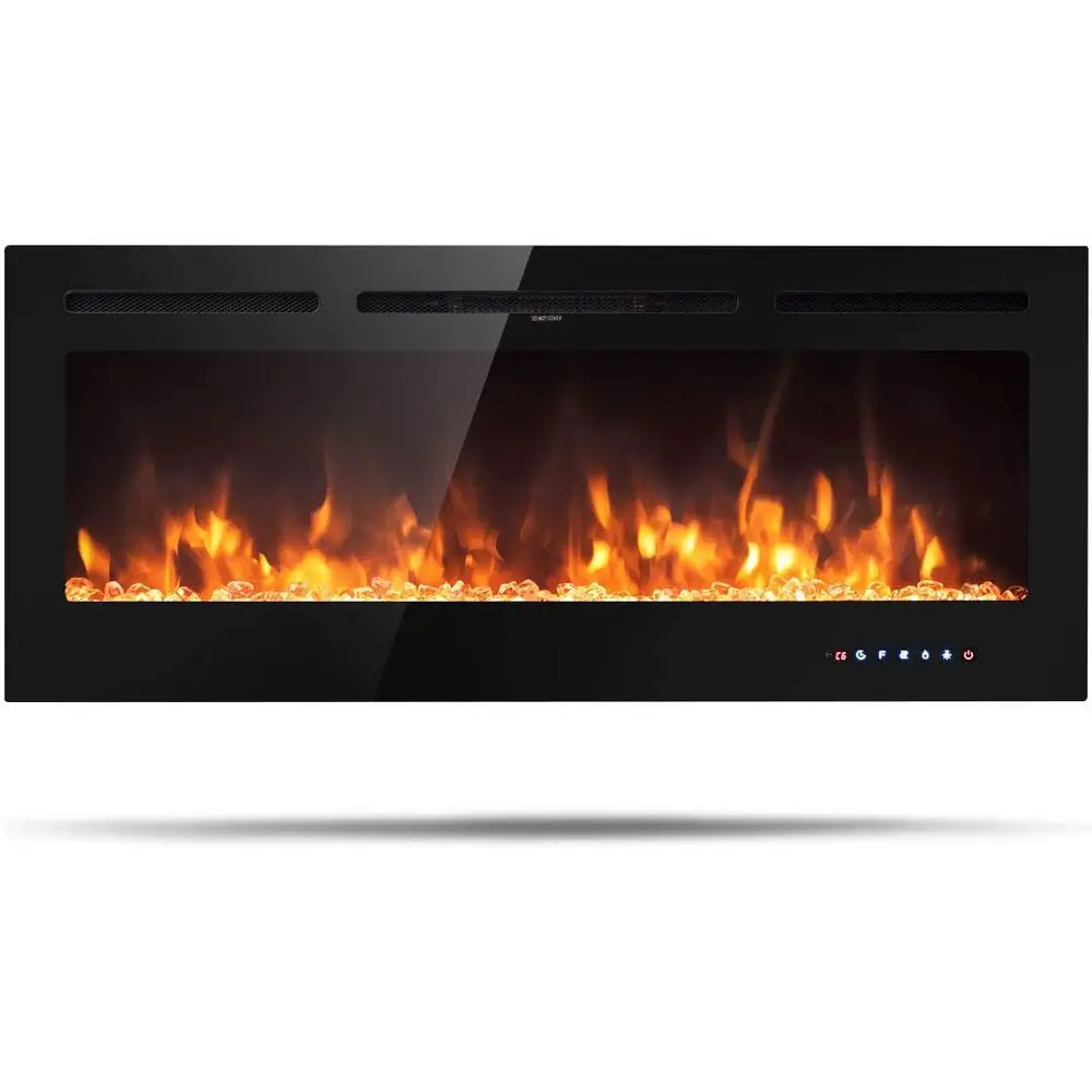 

Электрический каминный вкладыш 50 дюймов со встроенным дизайном для установки в стену, вспомогательный обогреватель 1500 Вт, сенсорное управление, 9 цветов, регулировка температуры