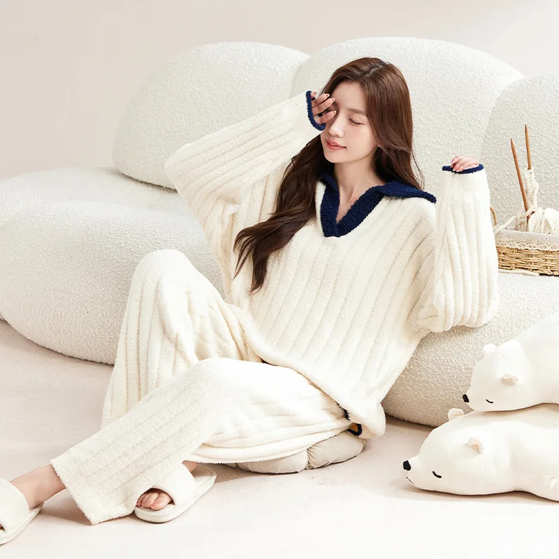 

Women Winter Casual Pajamas Set Loungewear Girls Thick Comfortable Home Clothes Sleepwear Fashion Outdoor Homewear Sets