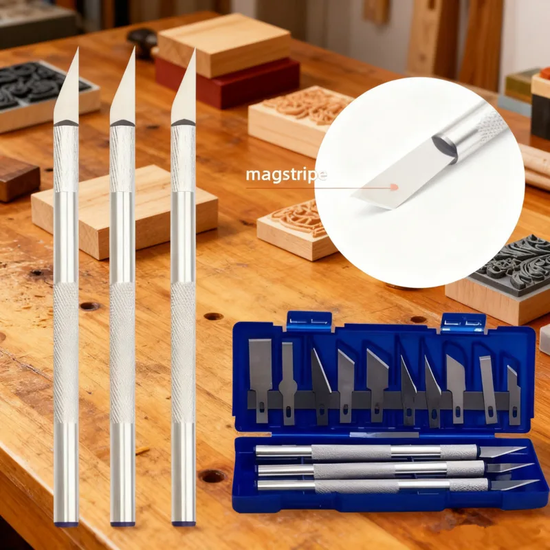 

Precision Craft Cutter Set, With 12 Kinds Of Blades Is Used For Fine Wood Carving Template Cutting And DIY Art Projects.