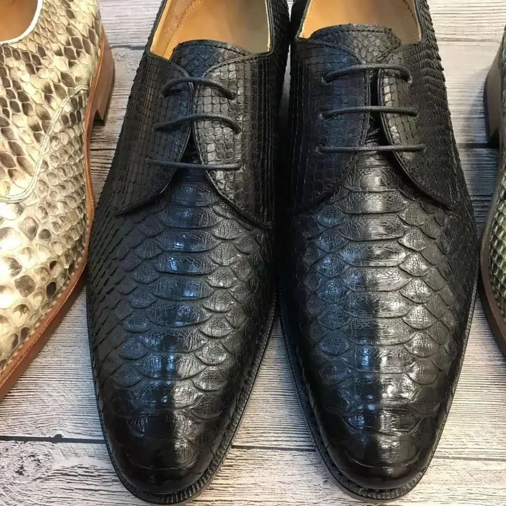 Chue New Men Dress Shoes  Snake Skin Python Leather  Wendding Business