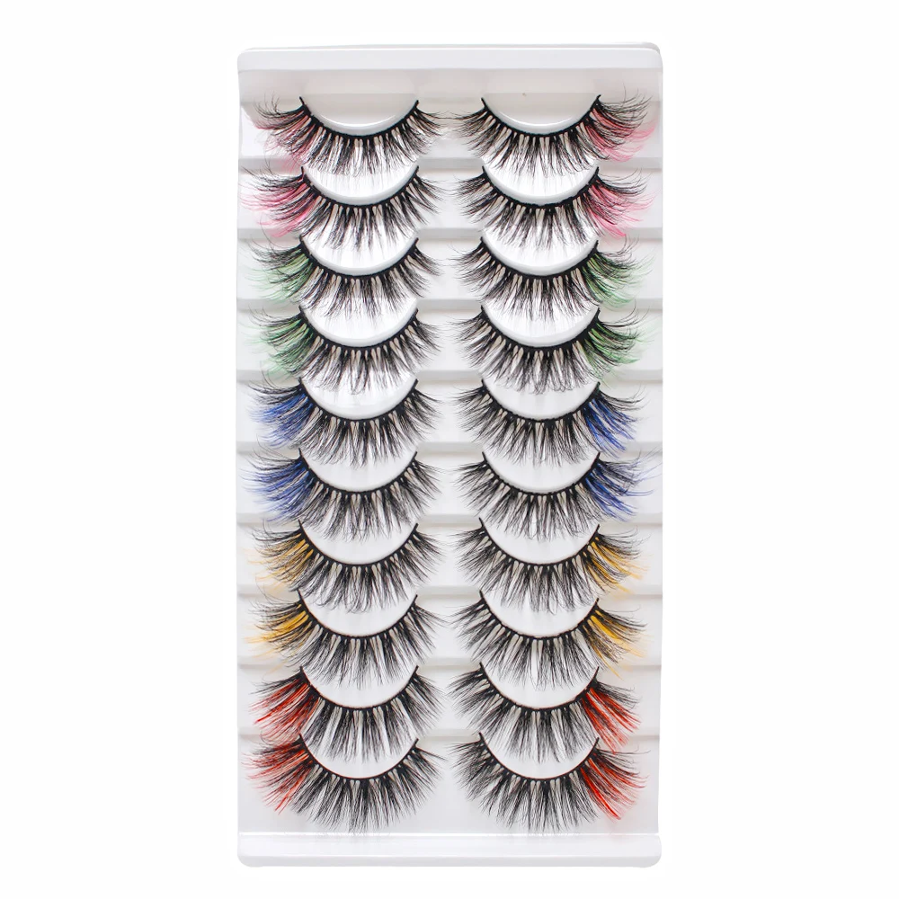 ふわふわのつけまつげ,化粧品アクセサリー,自然な効果,10ペア,メイクアップ,5色,C5D-mix01-2