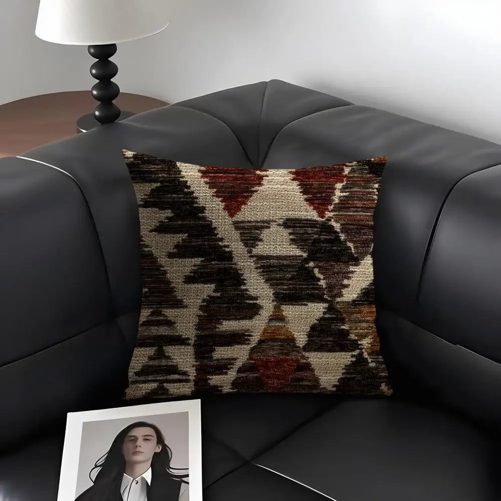 Moroccan Style Art Cushion Cover Natural Linen Organic Fabric Double-Sided Printing Breathable Perfect Gift For Decor