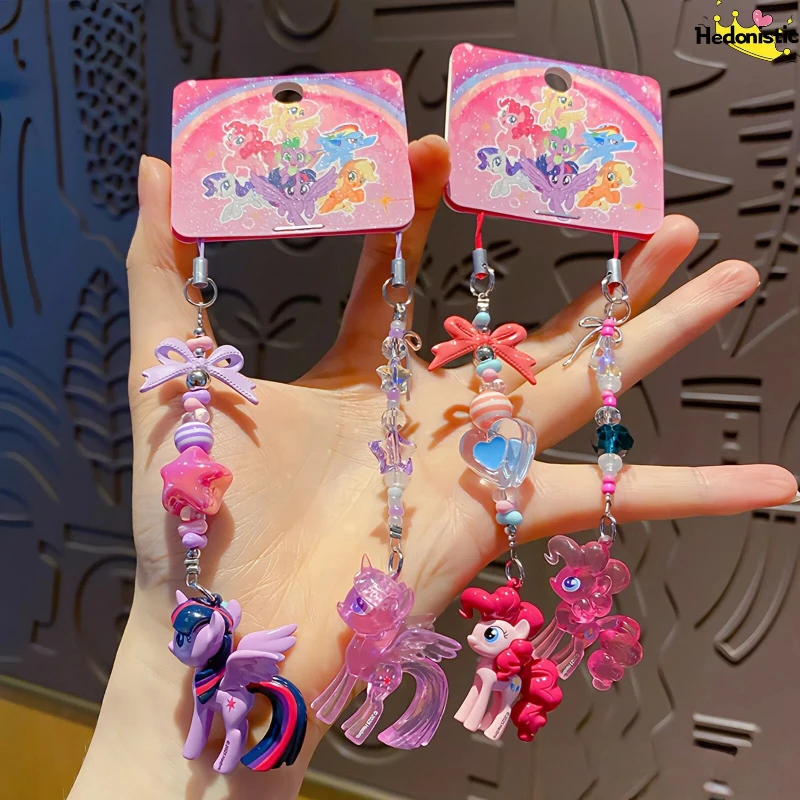 Cute Mini Pony Cartoon Bead String Phone Chain Keychain Couple Backpack Wallet Earphones Car Decoration Acg Pendant Holiday Gift view 3