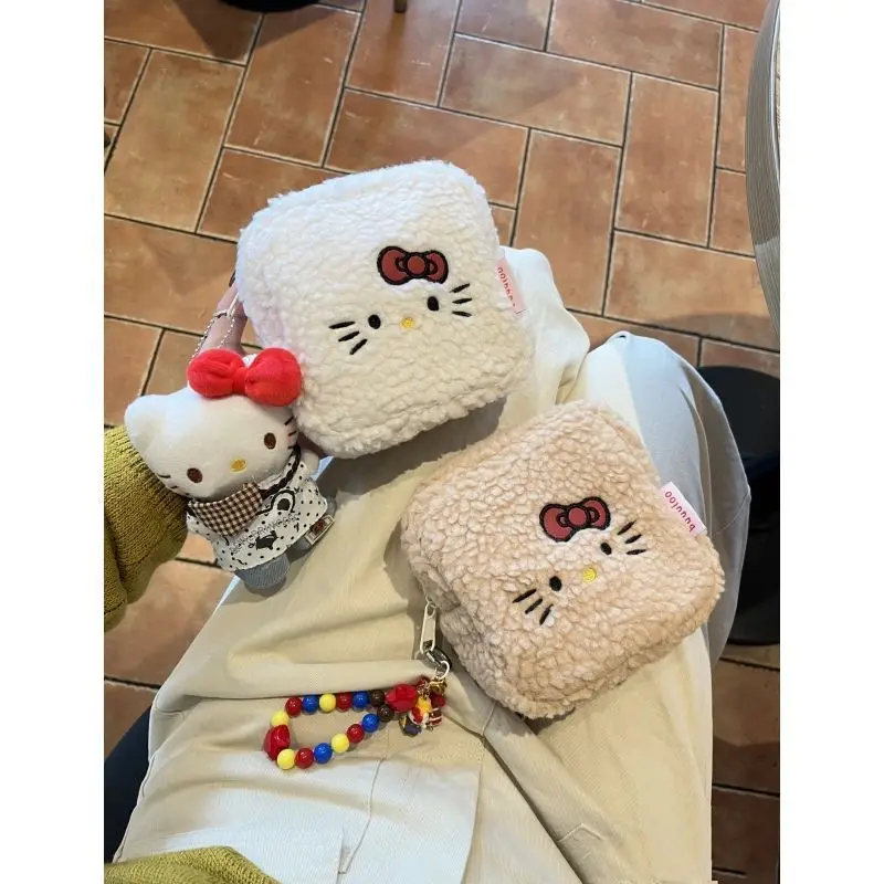 

Kawaii Hello Kitty Sanrio Children Cute Cartoon Large Capacity Bag Student Sanitary Napkin Storage Bag Makeup Bag Gift for Kids
