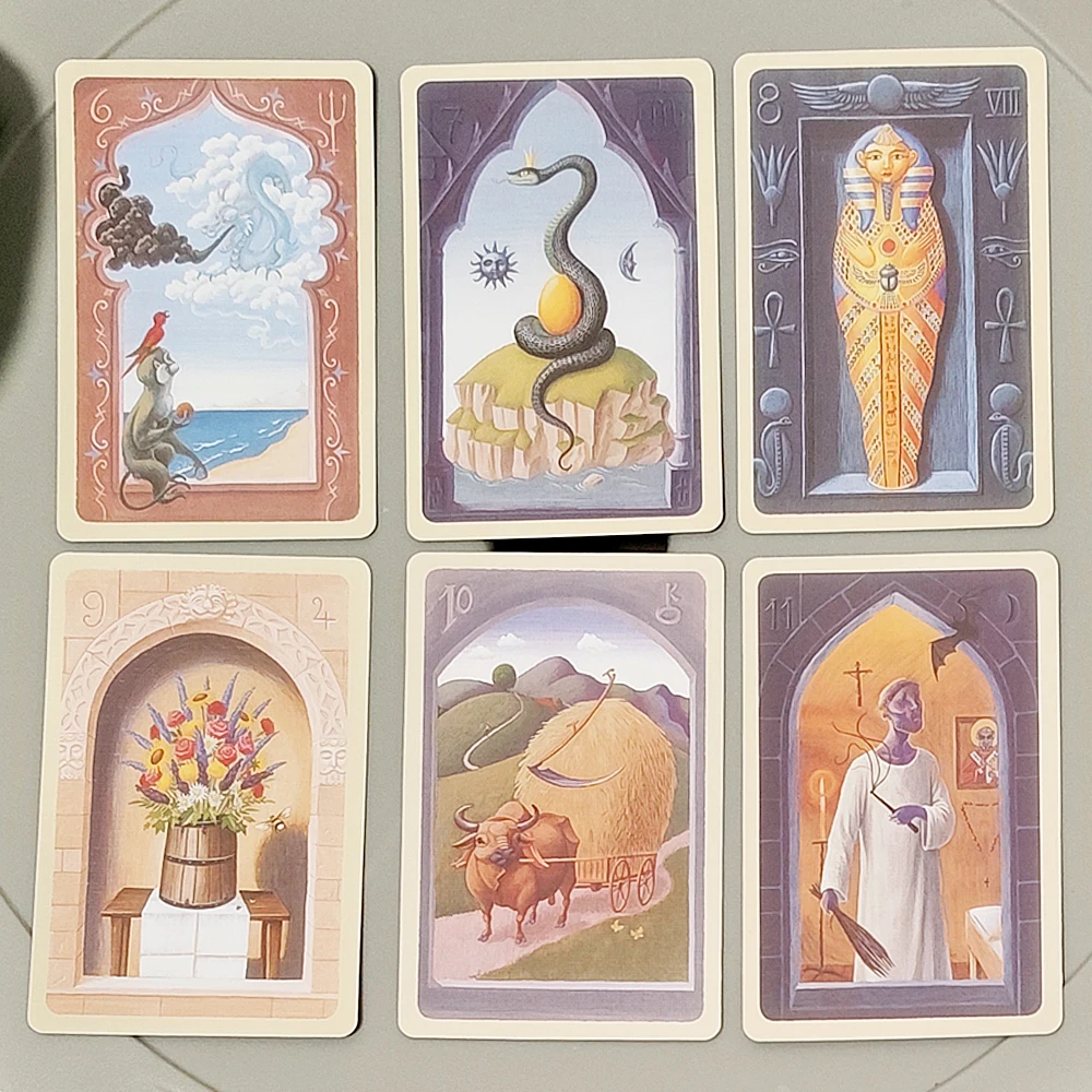 9*6cm Mystical Lenormand Deck Printed on 350GSM Double-embossed Cardstock 36 Pcs Lenormand Cards