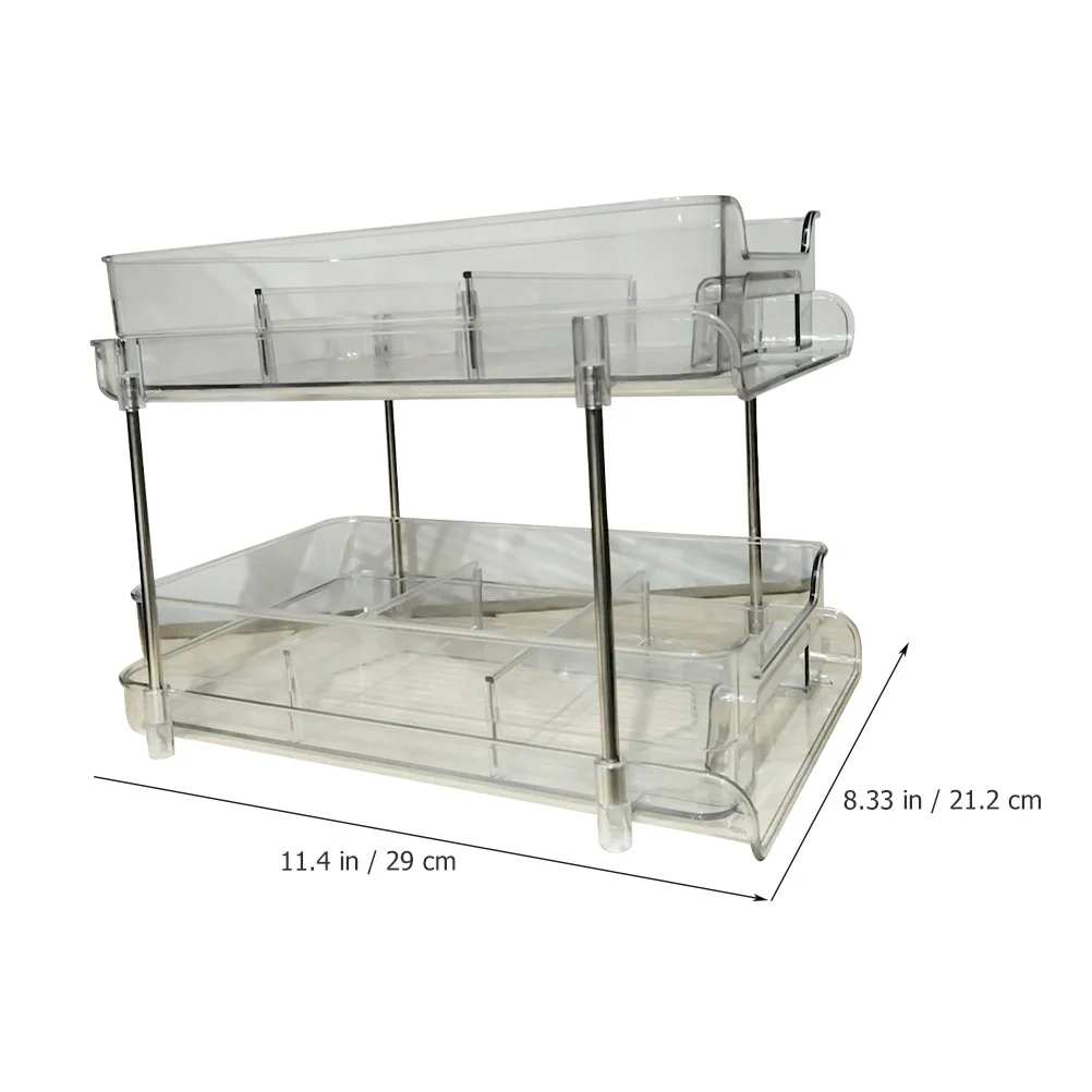 

Under Sink Drawer Storage Organizer Double Tier Stainless Steel Pet Durable Multi Functional for Bathroom Vanity Kitchen