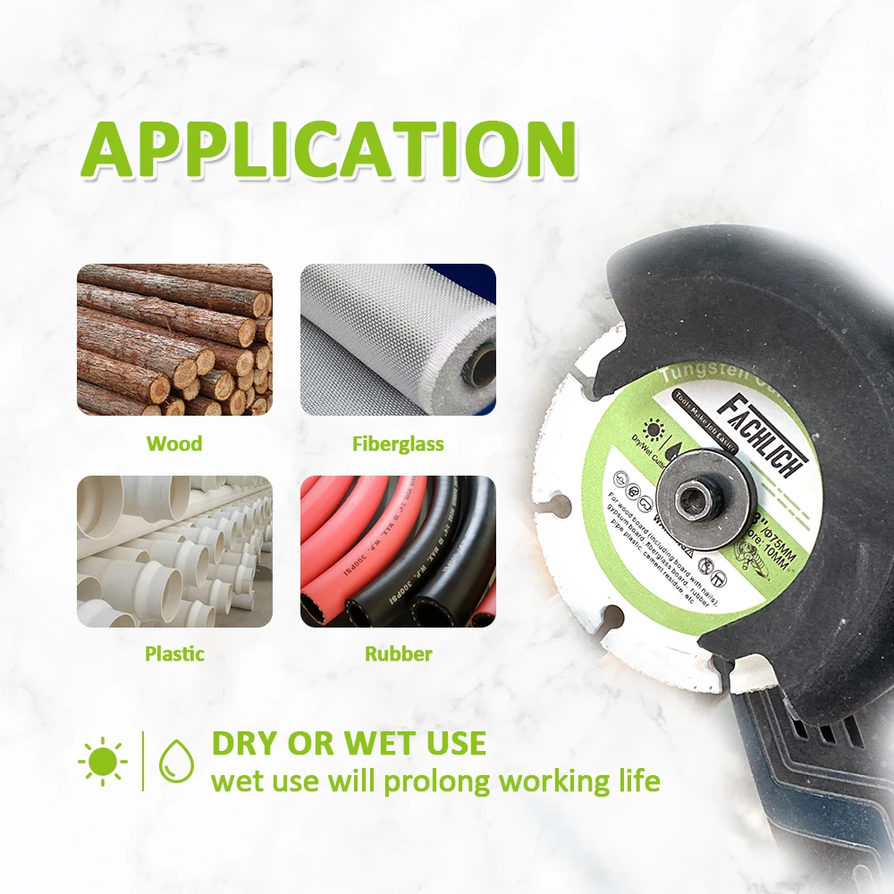 FACHLICH 1pc 50/75mm Diamond Cutting Disc Wood Hand Angle Grinder PVC Pipe Plastic Rubber Bore10mm Superthin Cut Saw Blade