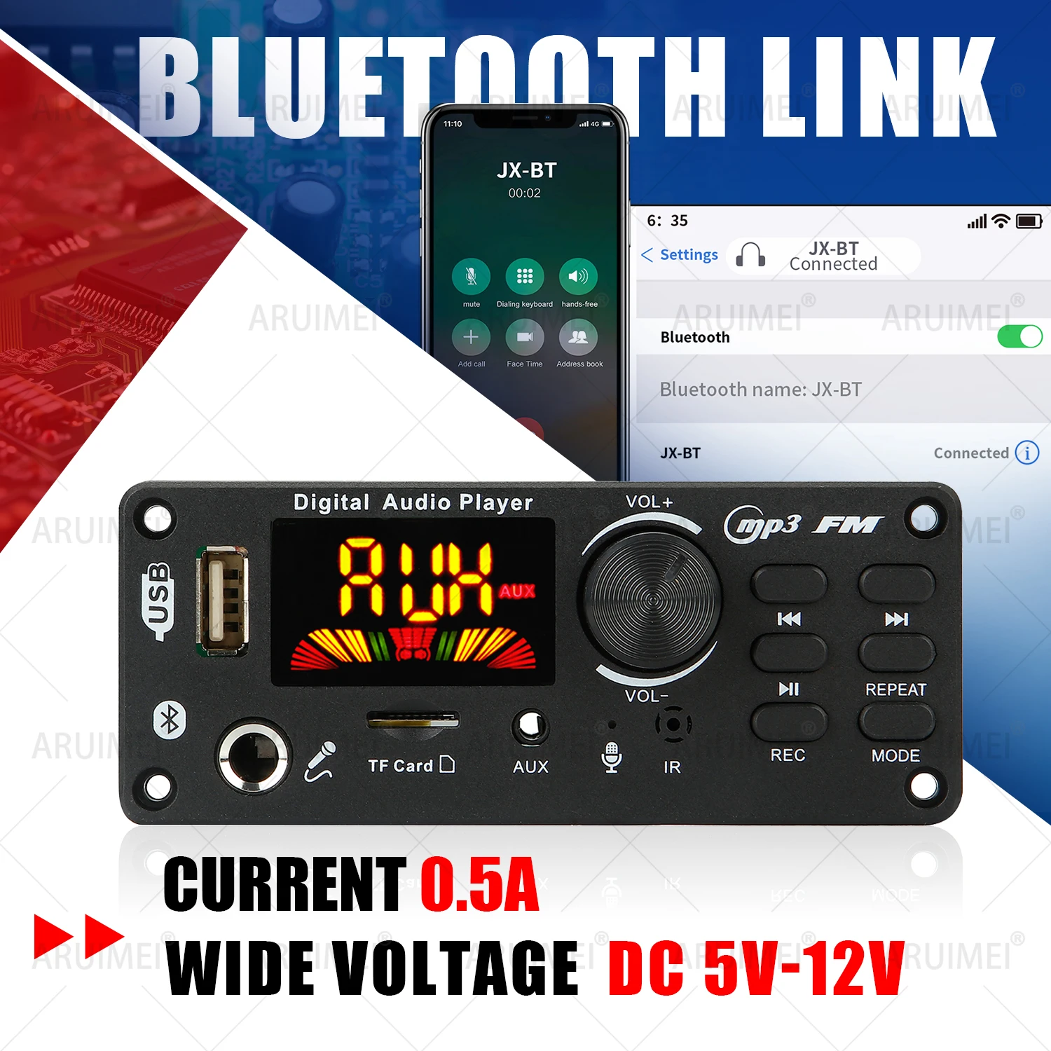 DC 5V 12V Bluetooth 5.0 MP3 WMA WAV APE Decoder Board handsfree Car Audio Microfoon USB TF FM Radio Mp3 Muziekspeler Luidspreker