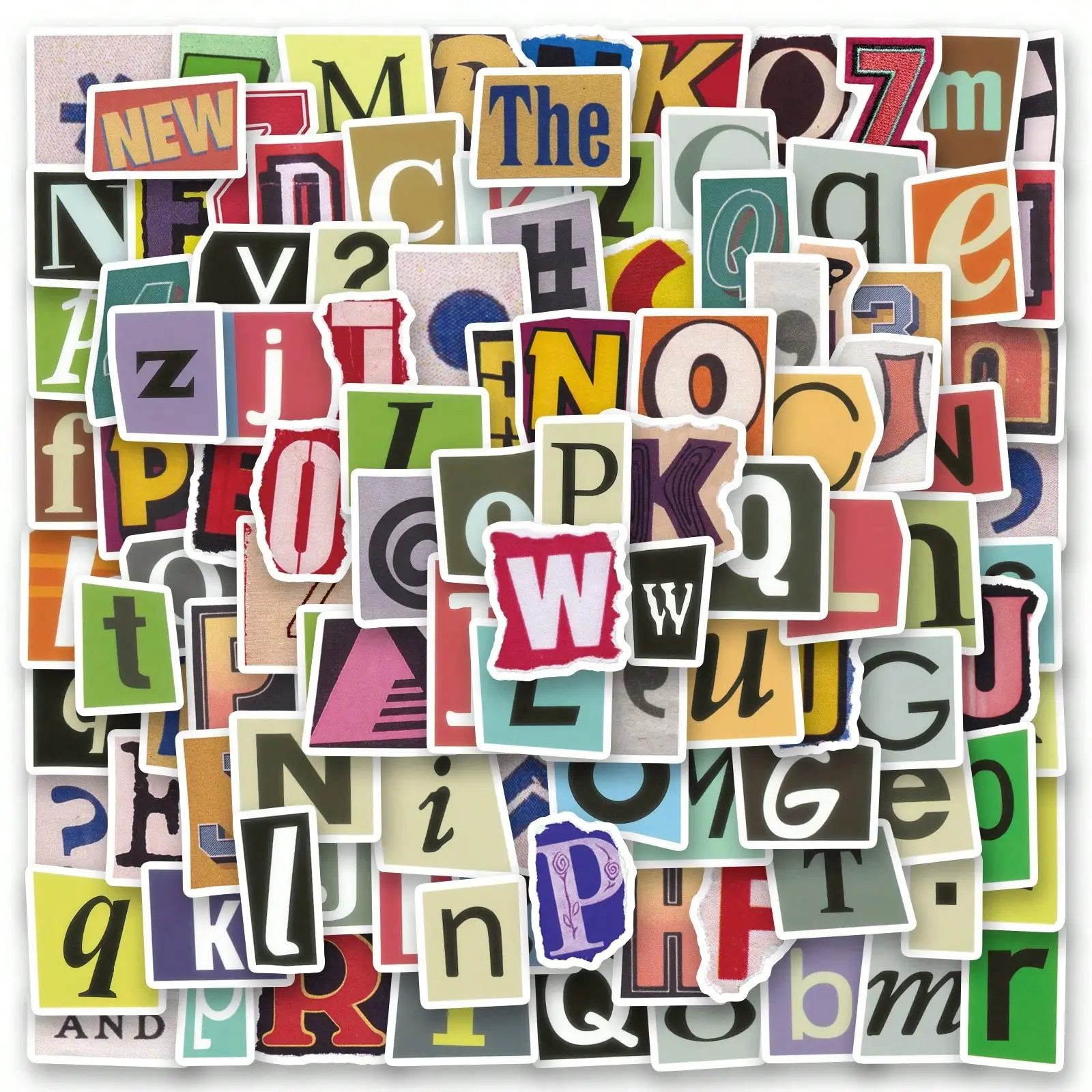 

Retro English Letter Stickers – 200pcs Aesthetic Vinyl Decals for Scrapbook, Laptop & More