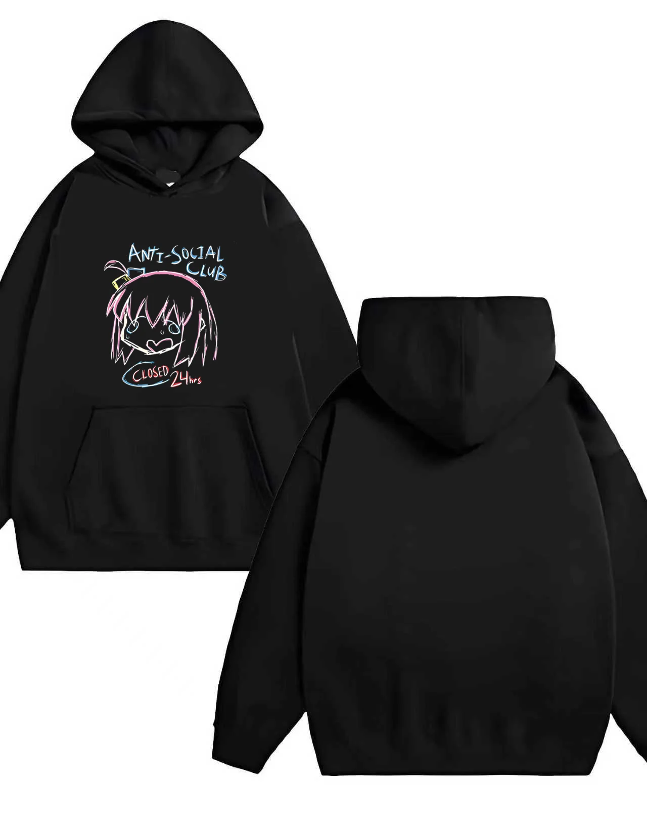 2025 Nueva sudadera con capucha resistente con estampado de Chica de Anime Anti-Social Club 330G adecuada tanto para hombres como para mujeres