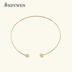 ANDYWEN 925 Sterling Silver Gold Collar CZ Zircon Necklace Women 2025 New Fashion Casual Rock Punk Fine Jewelry Gift