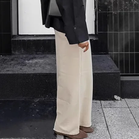 Light Khaki Old Rough Edge Hip Skirt Spring Pure Cotton High Waist Straight Skirt Women's Clothing