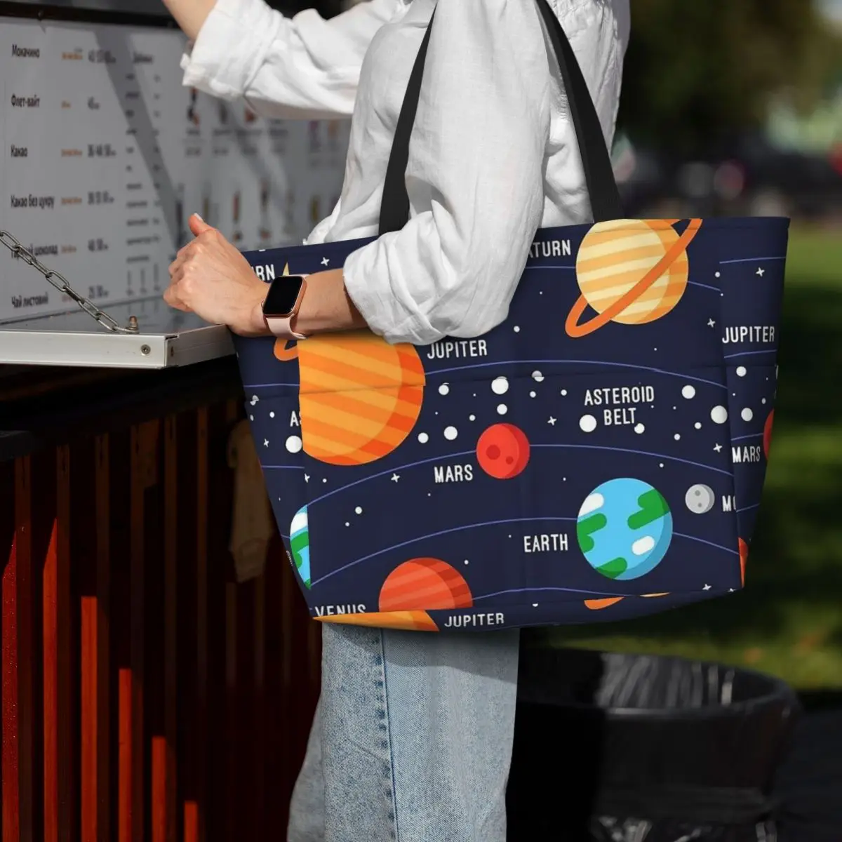Planet Space In Solar System Beach Tote Bag Sport Gym Yoga Duffle Large Tote Bag Women Travel Bag Fitness bag