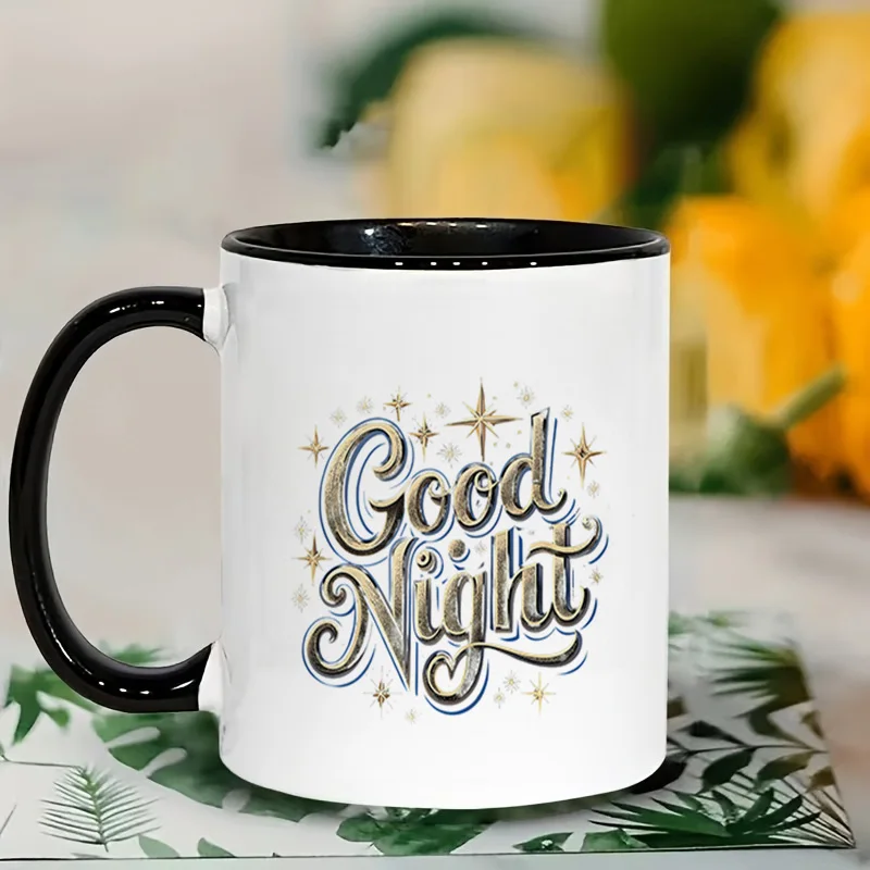 Good Night Starry Pattern Ceramic Coffee Mug 11oz 350ml Personalized Custom Colorful Print Cute Aesthetic Microwave Safe Birthda