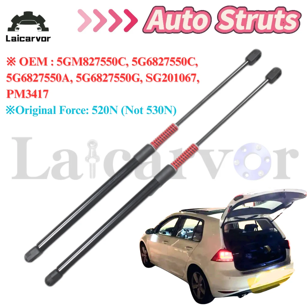 

Автоматические стойки багажника для VW Golf Mk7 и Mk7.5 2012-2021 5G6827550C 5G6827550A 520N, газовые демпферы задней двери багажника, опоры для подъема